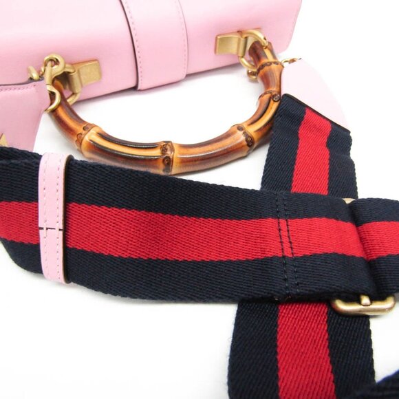 GUCCI Pink Leather Bamboo Shoulder Bag - Picture 14 of 16